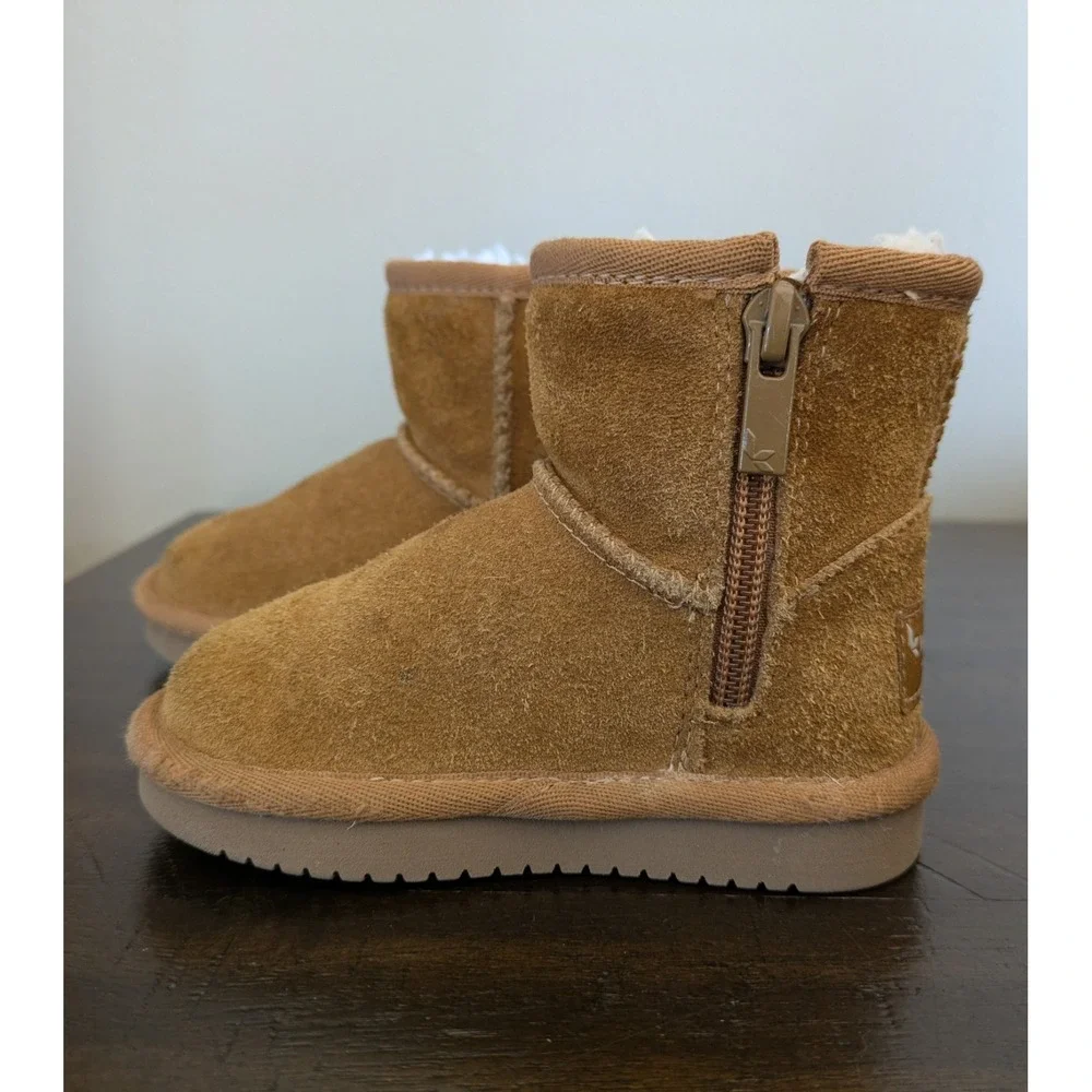 Koolaburra by UGG Brown Suede Faux Fur Lined Zip Ankle Boots Toddler 5